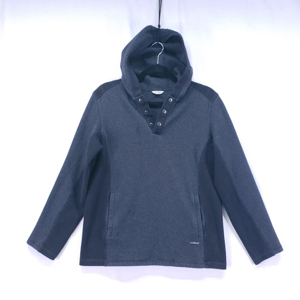 Calvin Klein Men's Pullover Hoodie Sweater Dark Gray Snap Button Size M